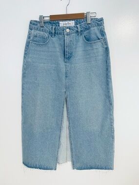 Indigo Rein Light Blue Straight-Leg Denim Skirt with Front Slit